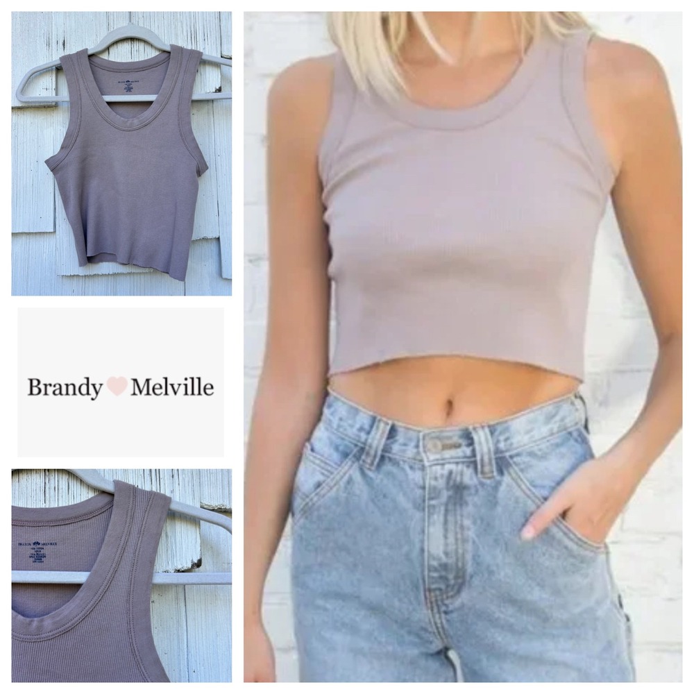 Brandy Melville Ribbed Tank Top Women's Crop Top Sleeveless Casual S